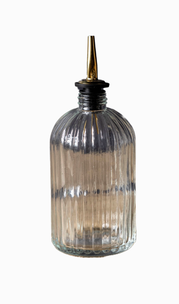 Olive Oil & Vinegar Glass Scallop Fluted Bottles