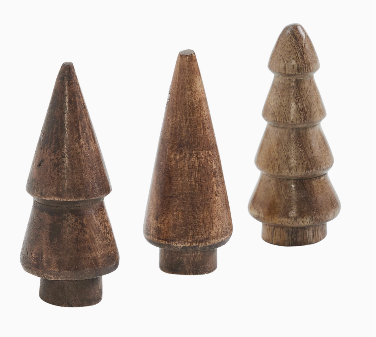 Conical Dark Wooden Tree Set of 3 - 3.25x1.25x1.25