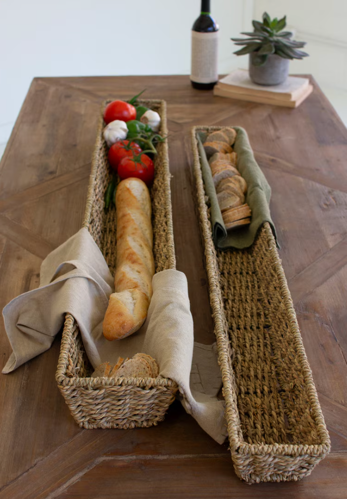 Set of 2 Woven Seagrass Break Baskets