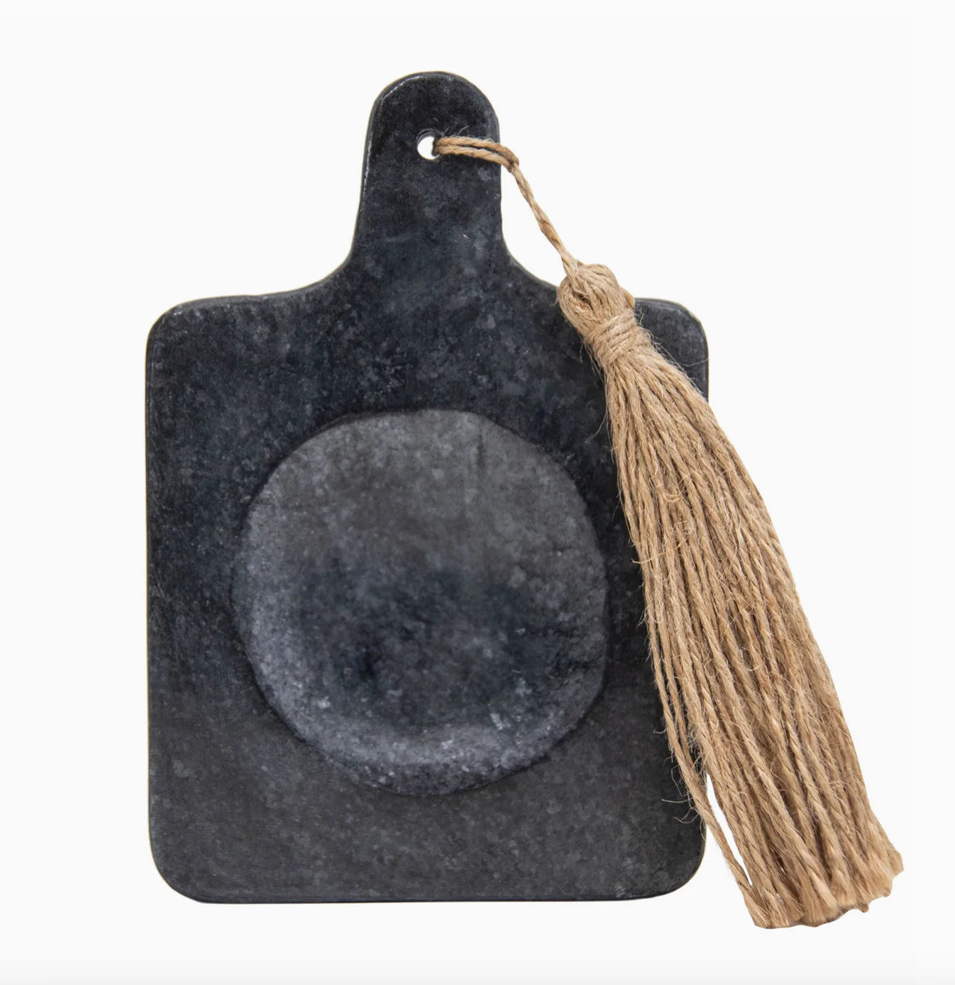 Black & White Marble Paddle Spoon Rest with Jute Tassel