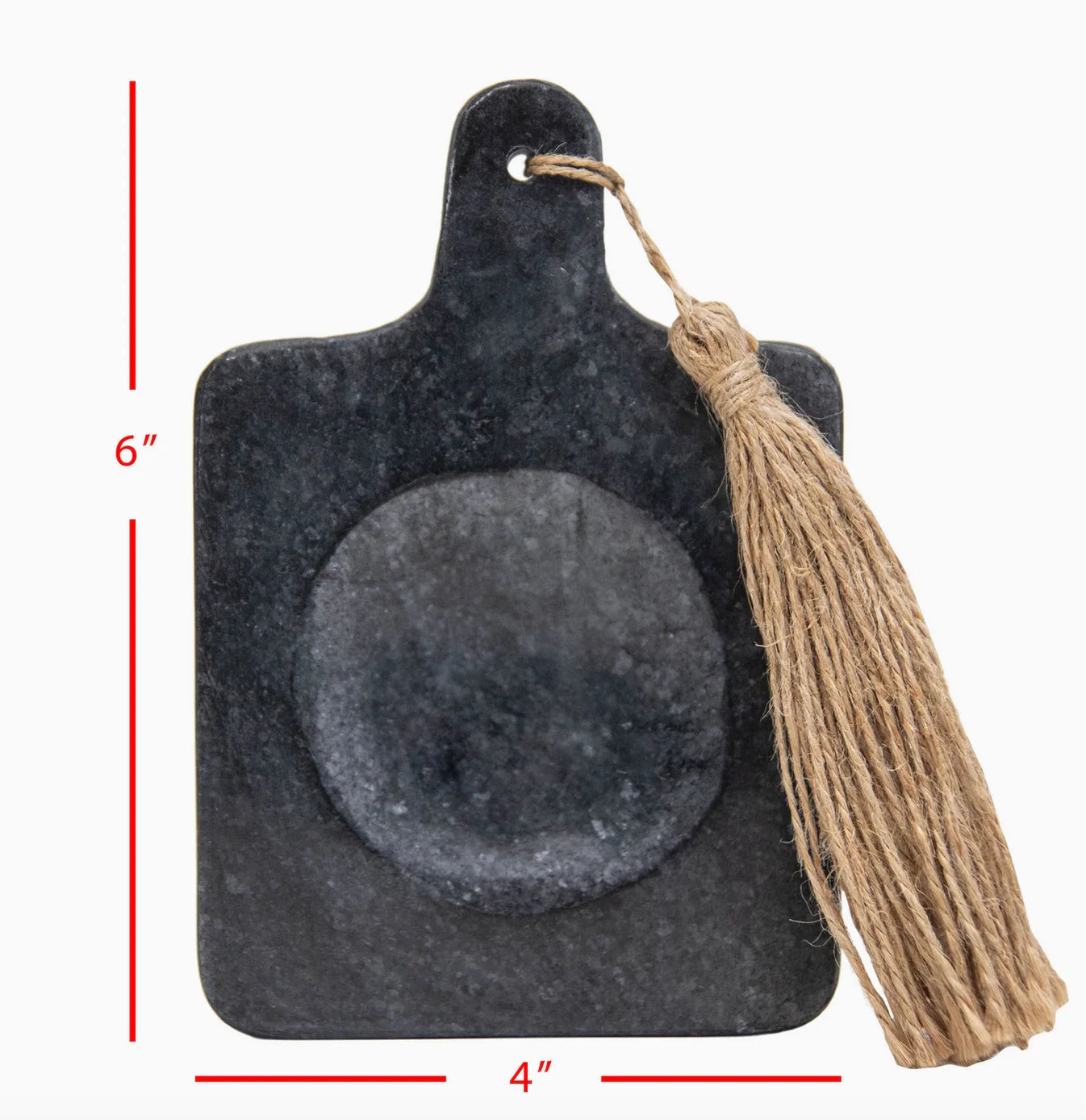 Black & White Marble Paddle Spoon Rest with Jute Tassel