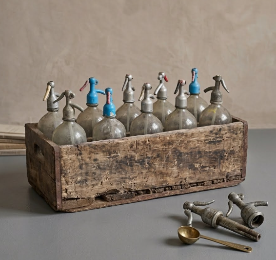 Vintage Bottle Collection in Crate