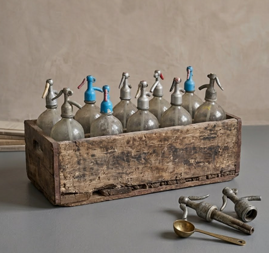 Vintage Bottle Collection in Crate