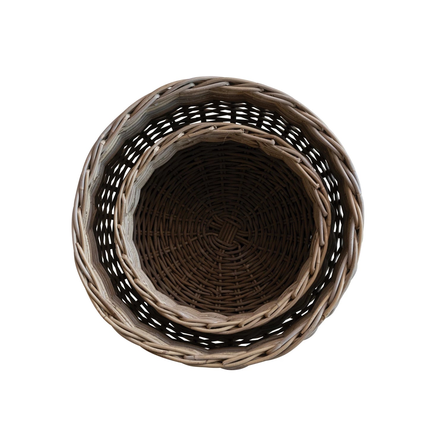 Hand-Woven Rattan Planters, Set of 2 (Holds 18" & 16" Pots)