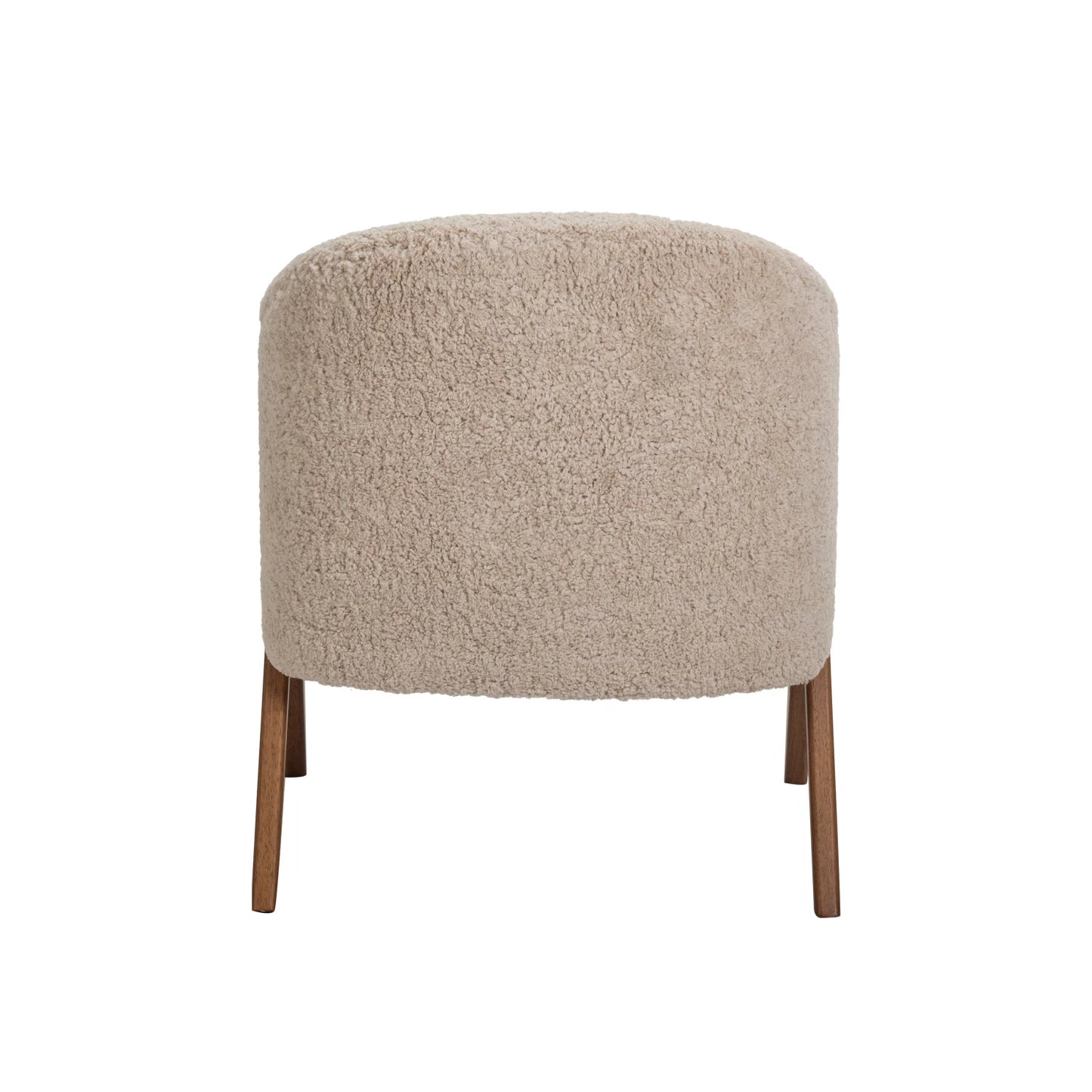 Bouclé Fabric Upholstered Chair w/ Rubberwood Legs