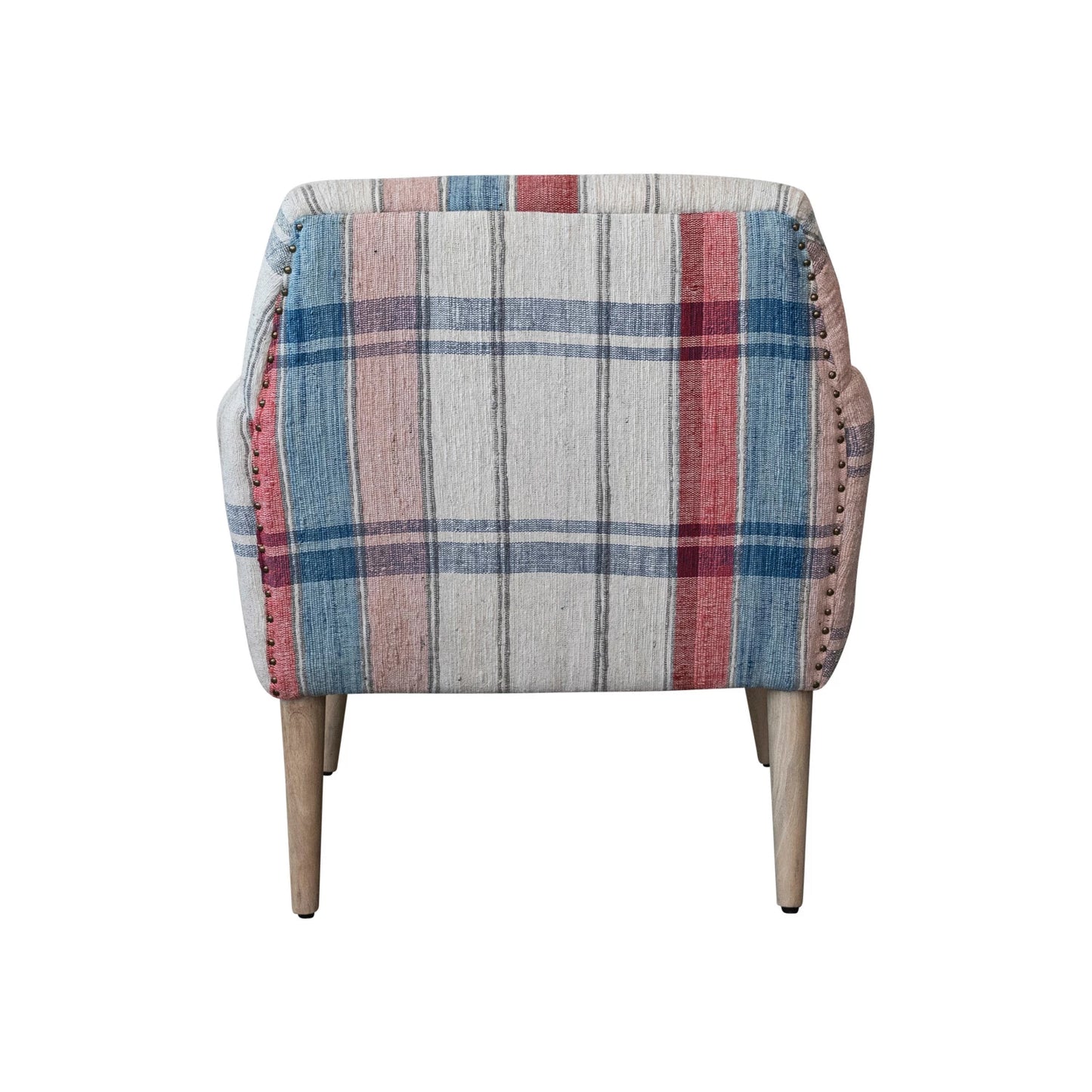 Woven Cotton Upholstered Arm Chair w/ Mango Wood Legs