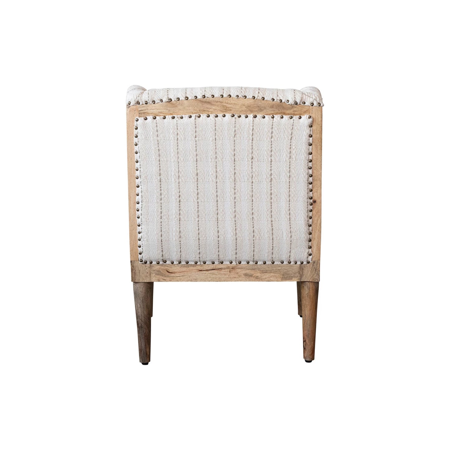 Woven Cotton Upholstered Striped Chair w/ Mango Wood Legs